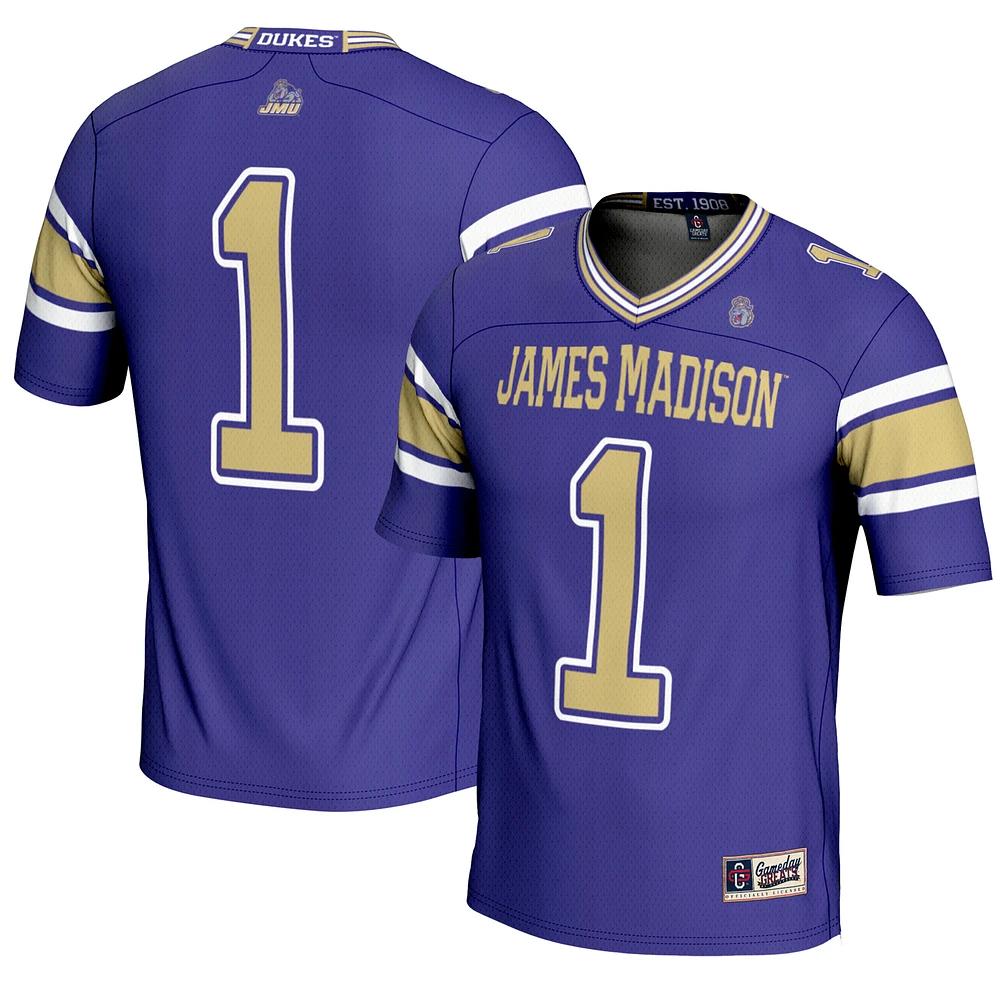 Men's GameDay Greats #1 Purple James Madison Dukes Endzone Football Jersey