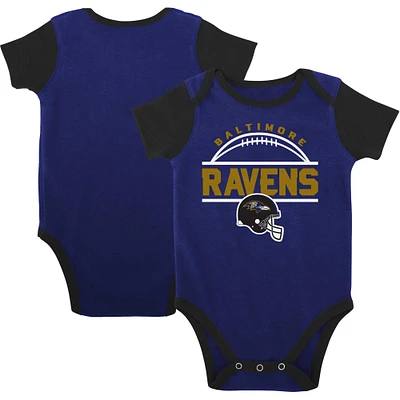 Newborn & Infant Purple/Black Baltimore Ravens Home Field Advantage Three-Piece Bodysuit, Bib Booties Set