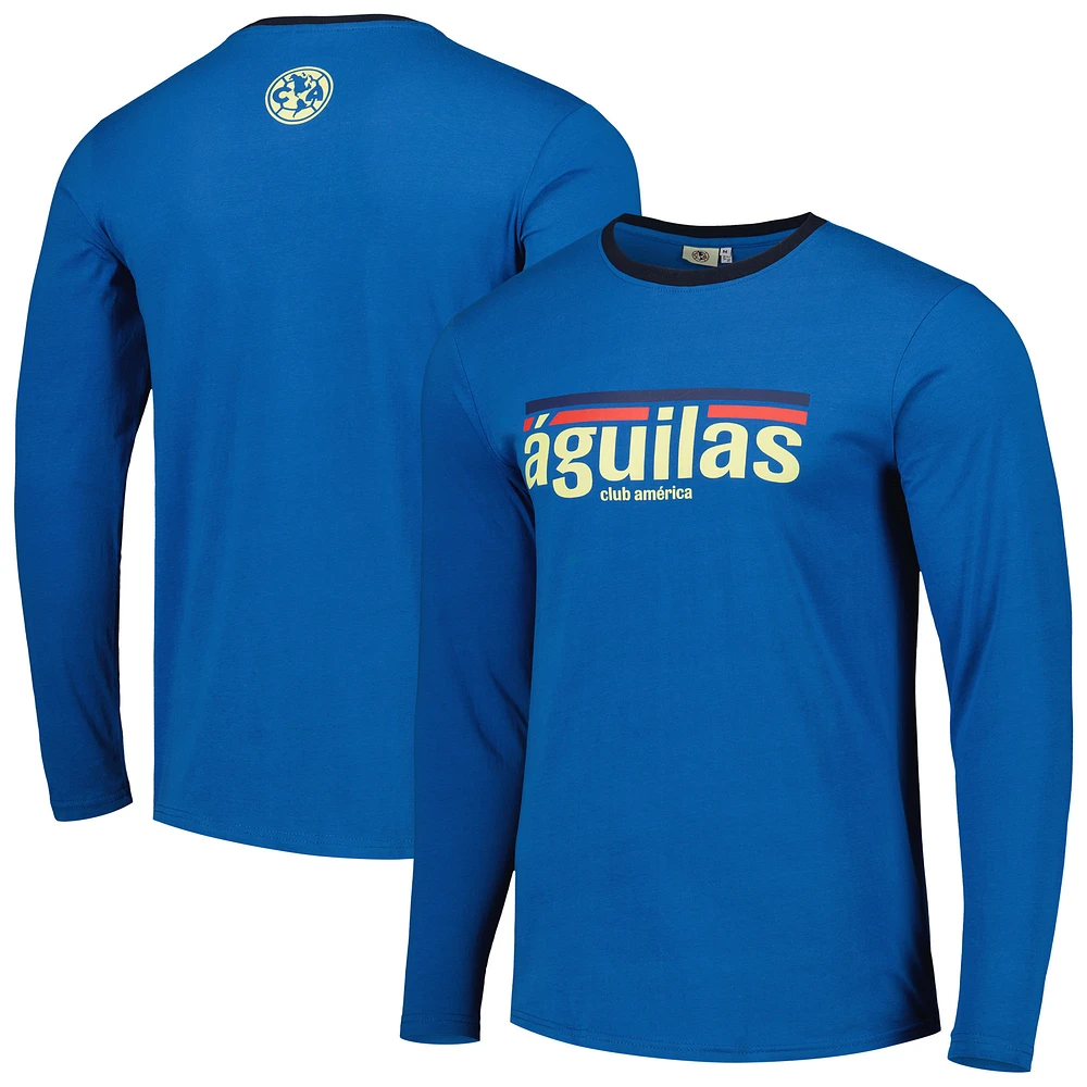 Men's Blue Club America Slogan Long Sleeve T-Shirt