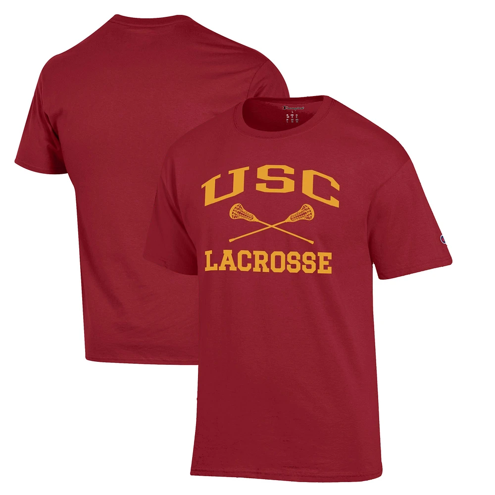 Men's Champion Cardinal USC Trojans Lacrosse Icon Powerblend T-Shirt