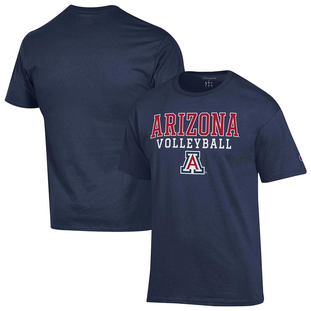 Men's Champion Navy Arizona Wildcats Stack Logo Volleyball Powerblend T-Shirt