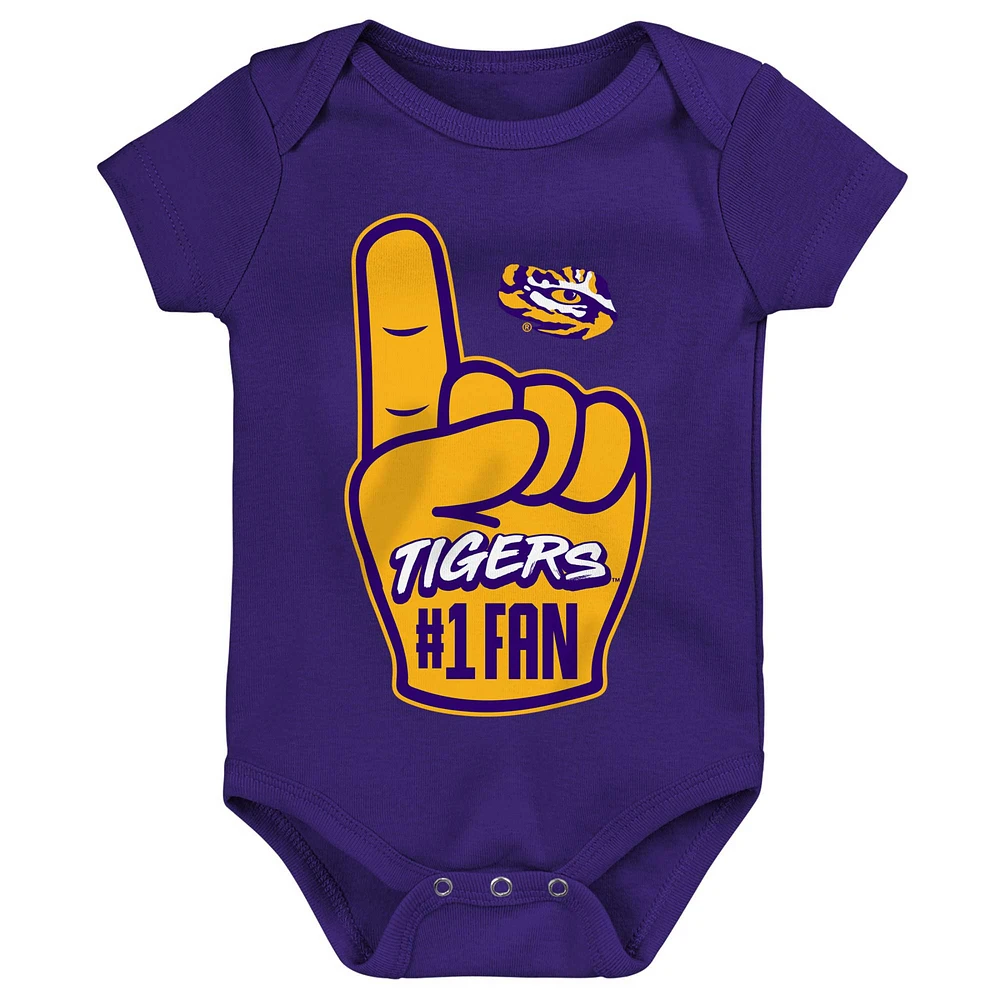 Newborn & Infant Purple LSU Tigers #1 Fan Foam Finger Bodysuit