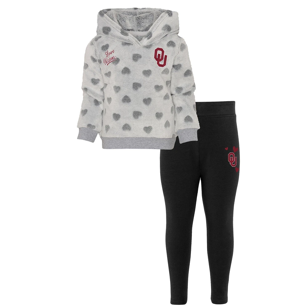 Girls Preschool Gray/Black Oklahoma Sooners Heart to Heart Hoodie & Leggings Set
