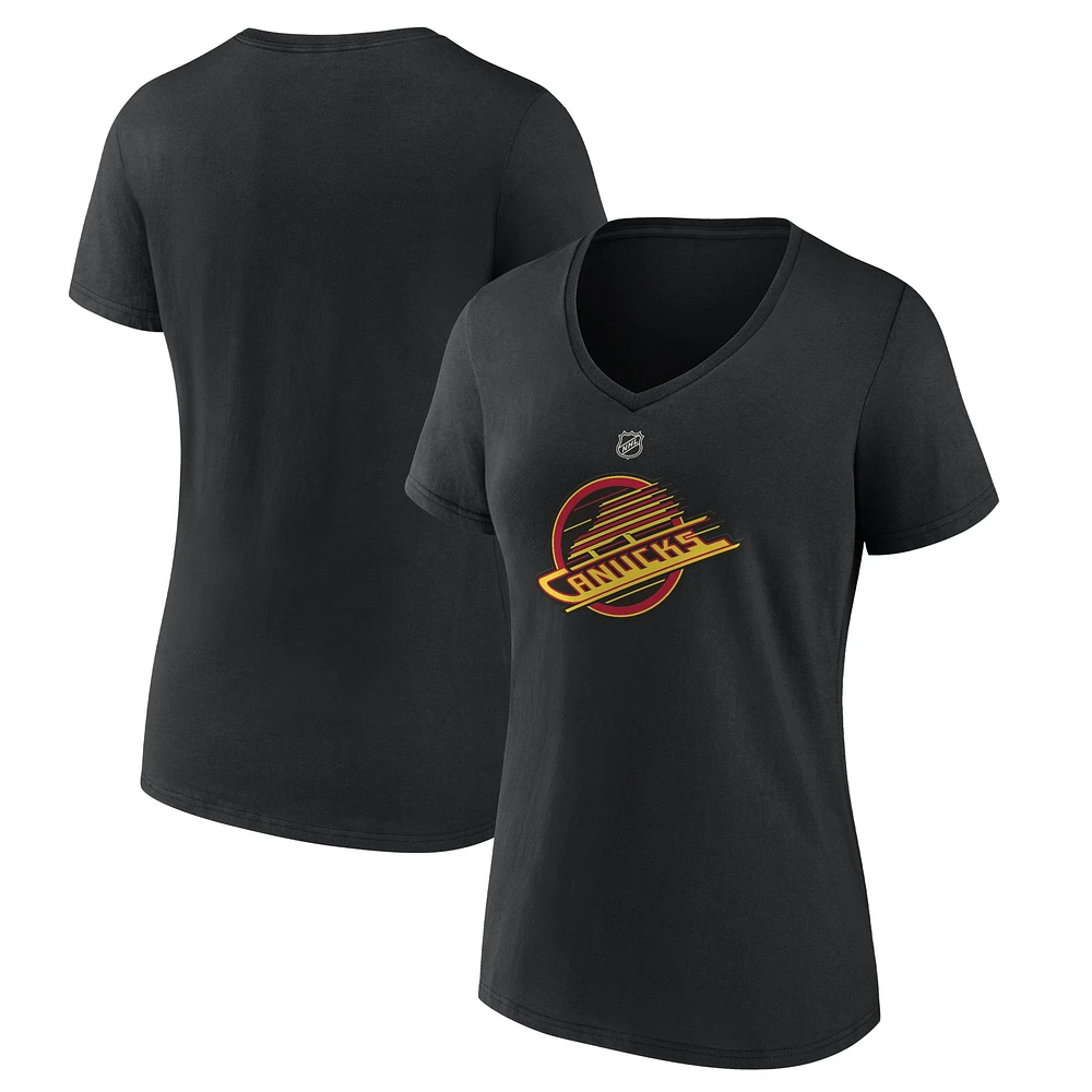 Women's Black Vancouver Canucks Alternate Logo V-Neck T-Shirt