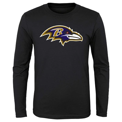 Youth Black Baltimore Ravens Primary Logo Long Sleeve T-Shirt