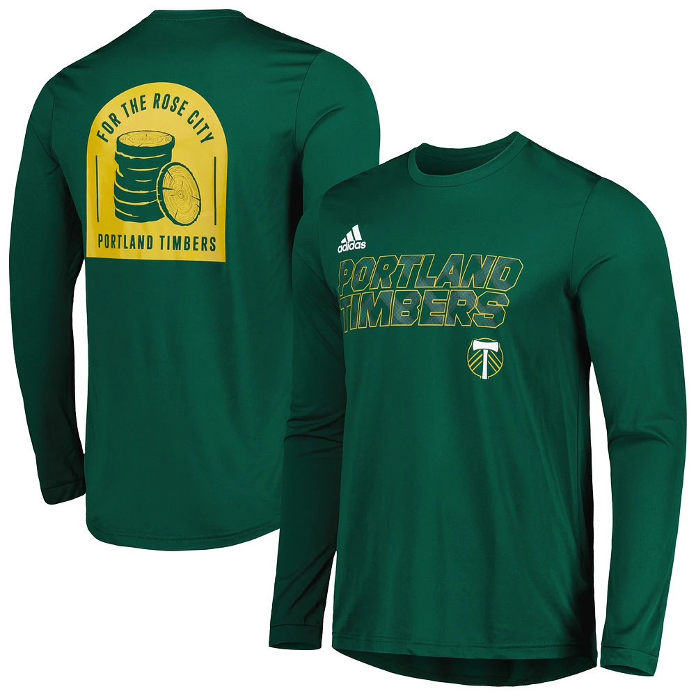 Men's adidas Green Portland Timbers Jersey Hook AEROREADY Long Sleeve T-Shirt