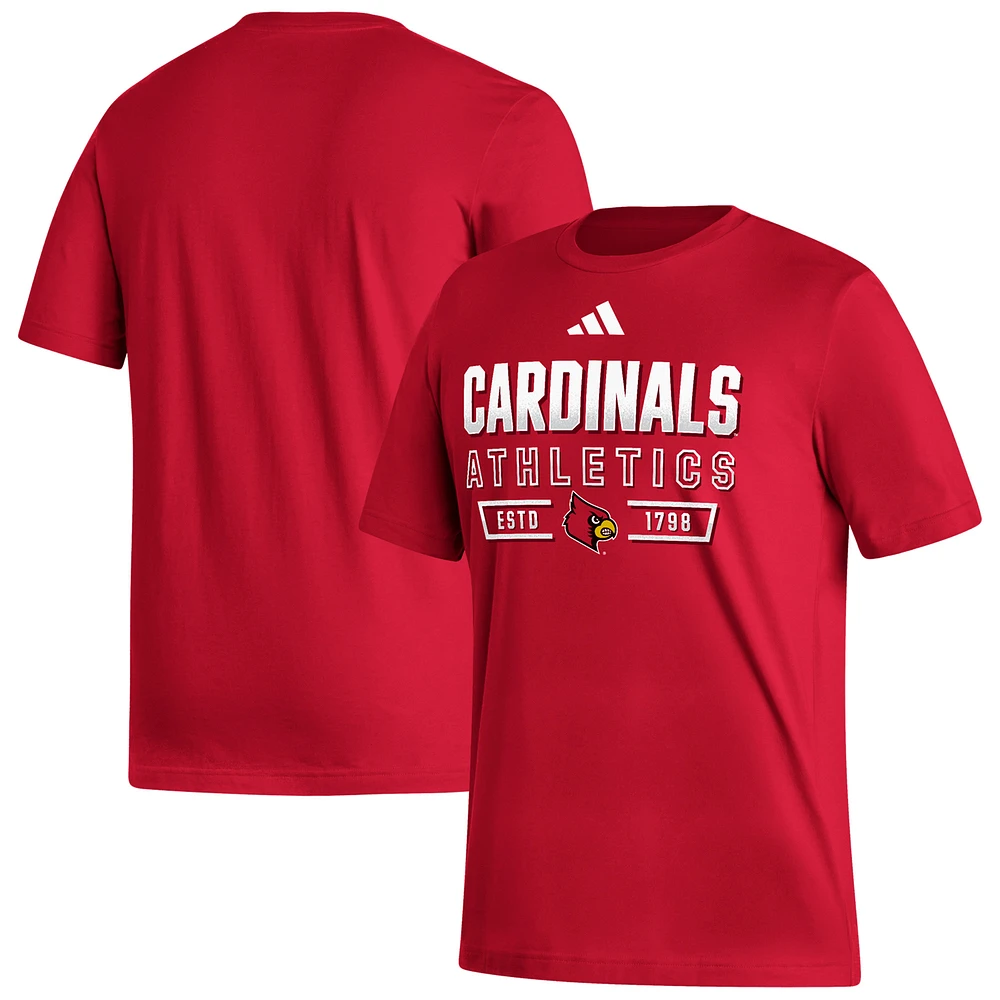 Men's adidas Red Louisville Cardinals Head of Class Fresh T-Shirt