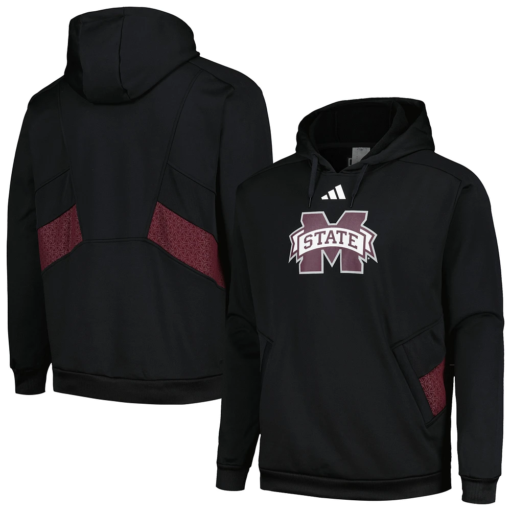 Men's adidas Black Mississippi State Bulldogs Travel AEROREADY Pullover Hoodie