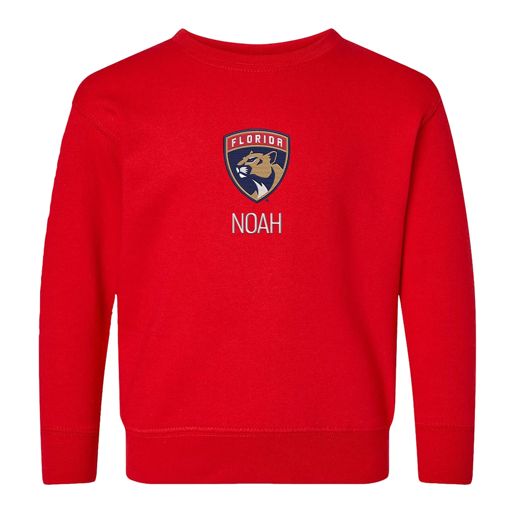 Toddler Red Florida Panthers Personalized Pullover Sweatshirt