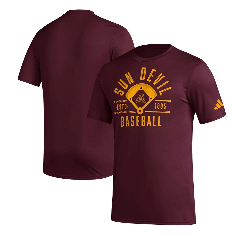 Men's adidas Maroon Arizona State Sun Devils Exit Velocity Baseball Pregame AEROREADY T-Shirt