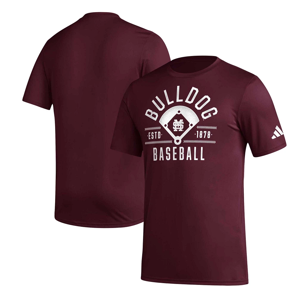 Men's adidas Maroon Mississippi State Bulldogs Exit Velocity Baseball Pregame AEROREADY T-Shirt
