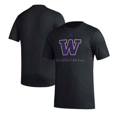 Men's adidas Black Washington Huskies Fadeaway Basketball Pregame AEROREADY T-Shirt