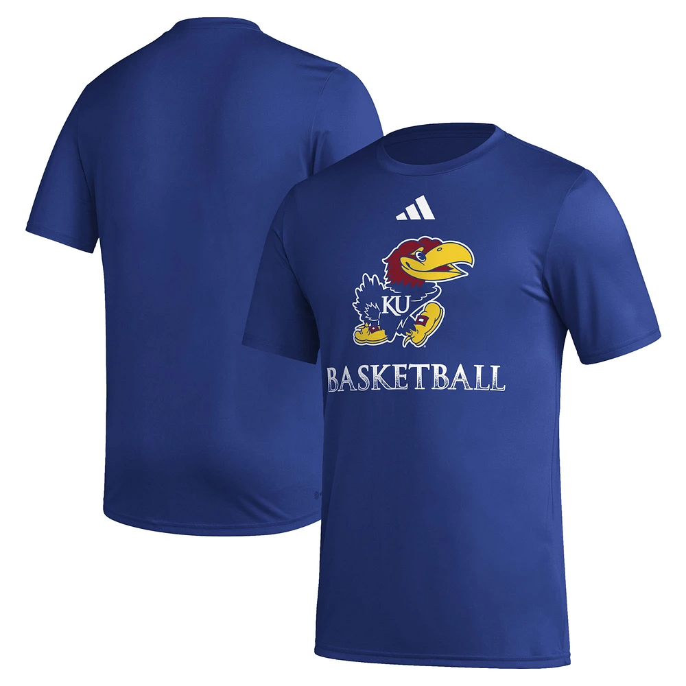 Men's adidas Royal Kansas Jayhawks Fadeaway Basketball Pregame AEROREADY T-Shirt