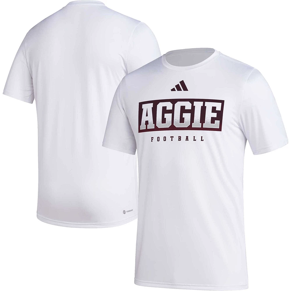 Men's adidas White Texas A&M Aggies Football Practice AEROREADY Pregame T-Shirt