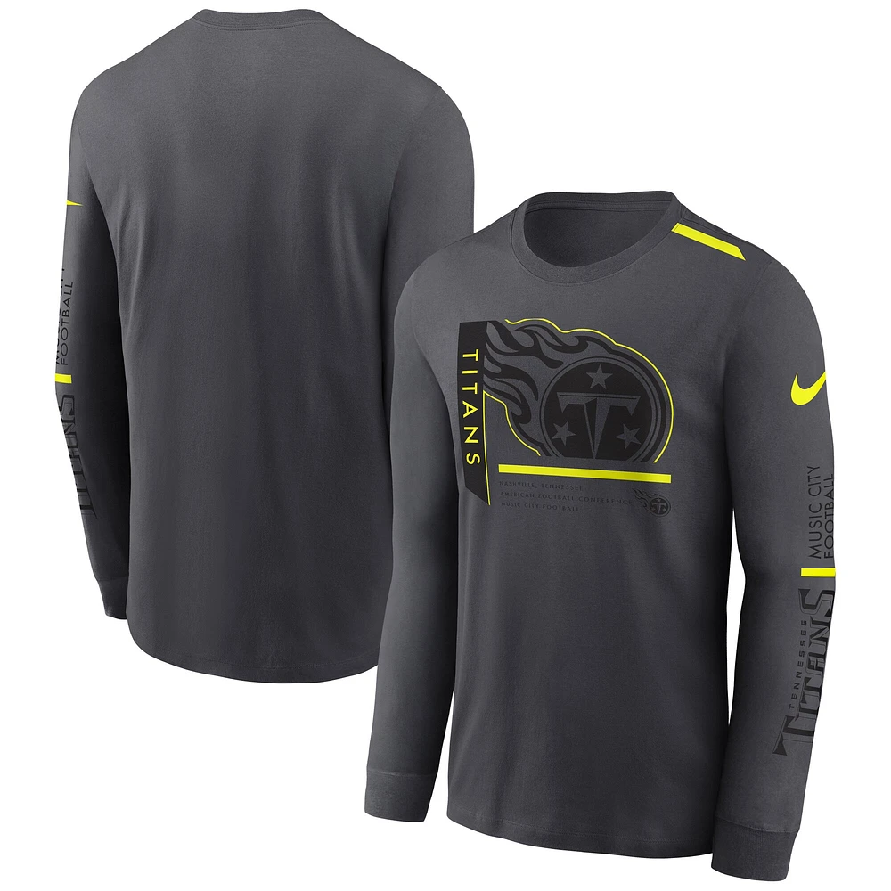 Men's Nike Anthracite Tennessee Titans Volt Performance Long Sleeve T-Shirt