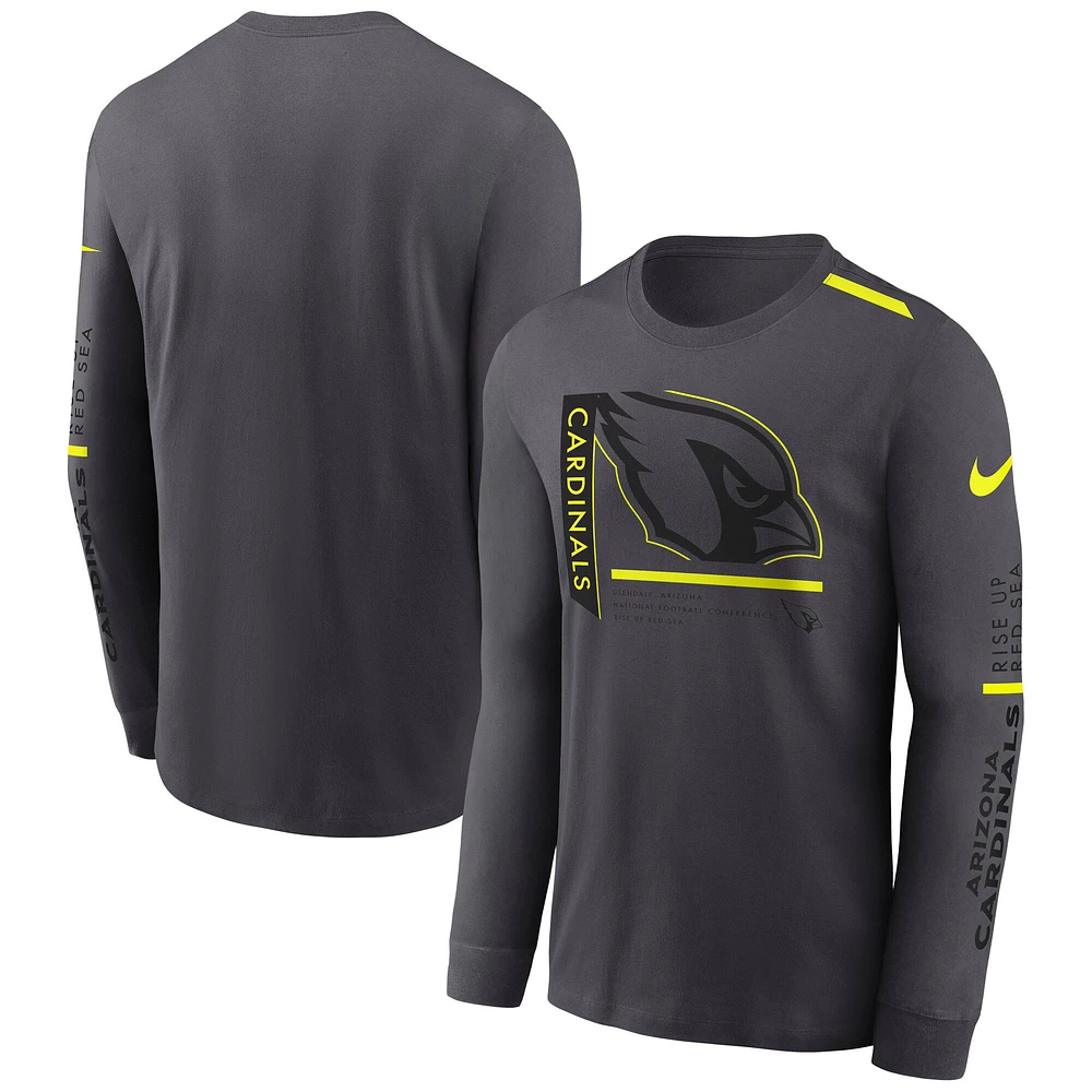 Men's Nike Anthracite Arizona Cardinals Volt Performance Long Sleeve T-Shirt