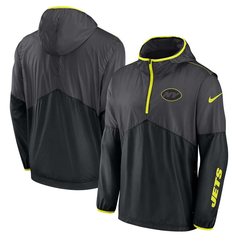 Men's Nike Anthracite New York Jets Volt Hoodie Half-Zip Jacket