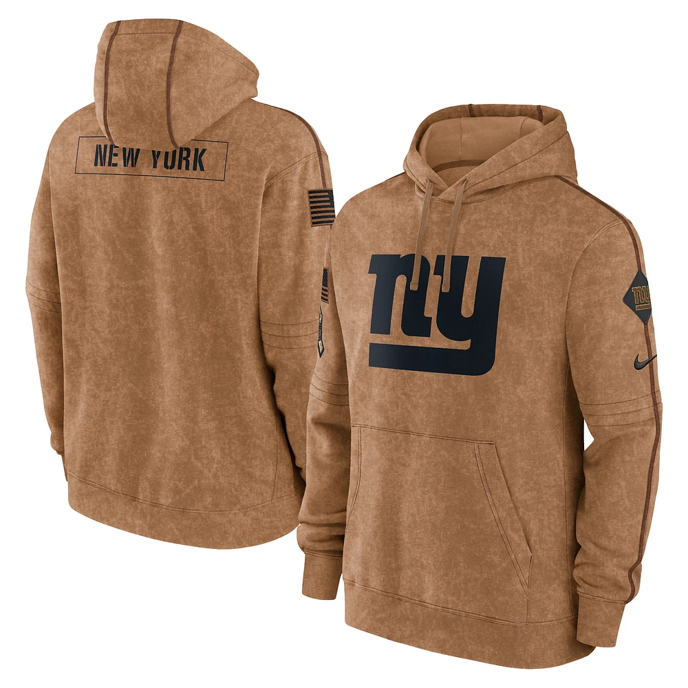 Men's Nike Brown New York Giants Salute To Service Club Pullover Hoodie