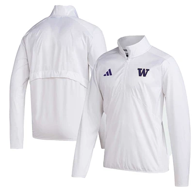 Men's adidas Washington Huskies Sideline AEROREADY Raglan Sleeve Quarter-Zip Jacket