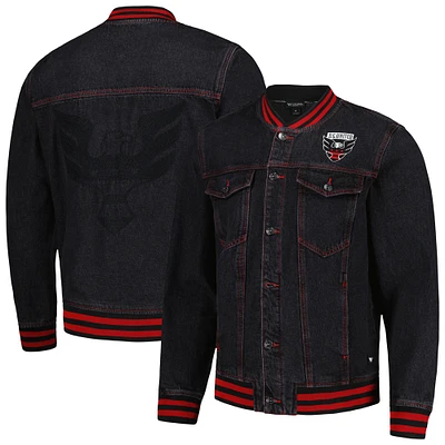 Men's The Wild Collective Black D.C. United Denim Full-Button Bomber Jacket
