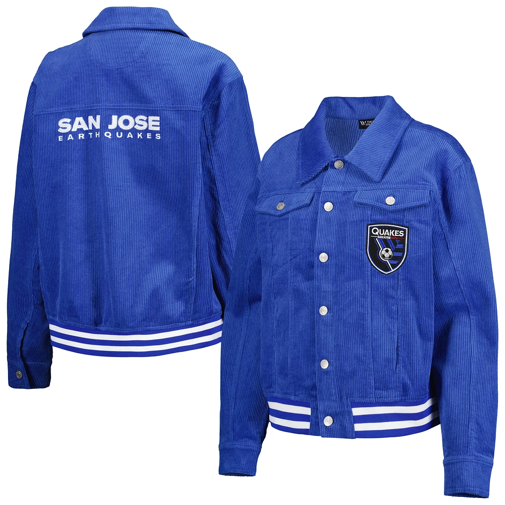 Women's The Wild Collective Blue San Jose Earthquakes Corduroy Button-Up Jacket