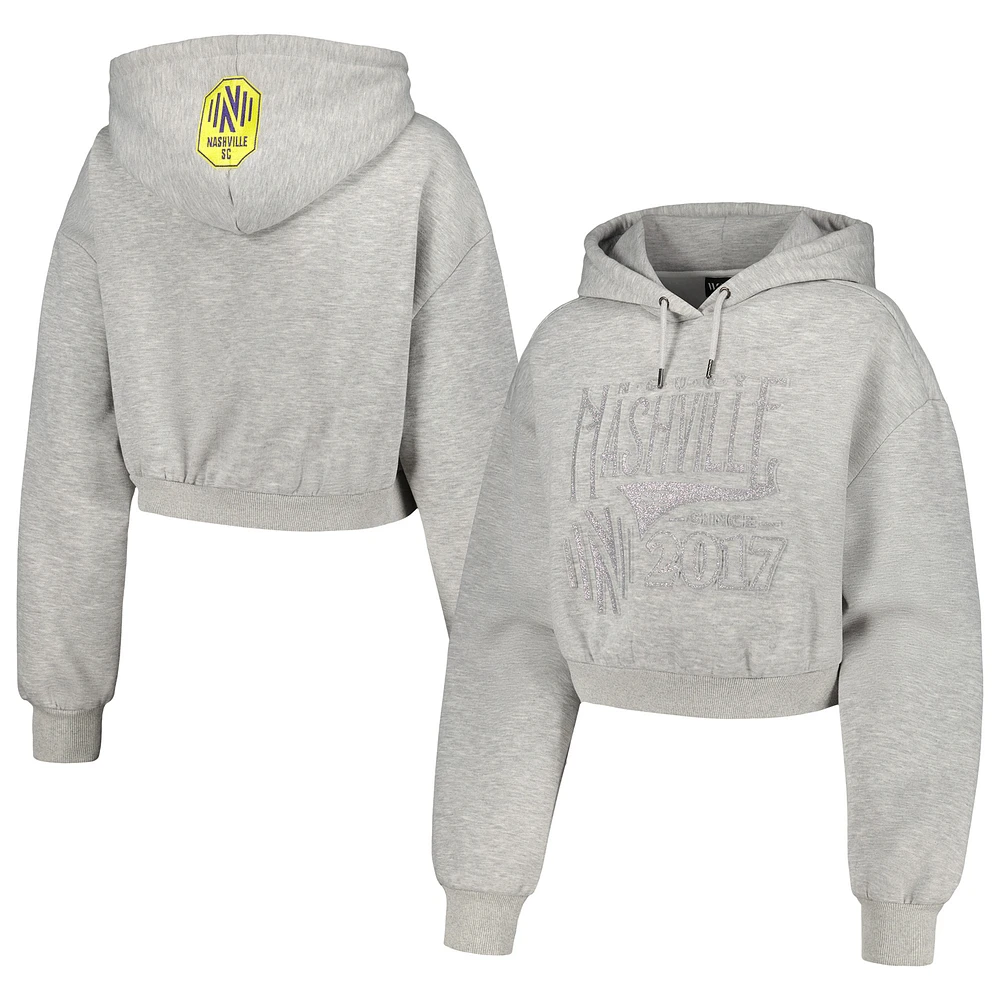 Women's The Wild Collective Heather Gray Nashville SC Cropped Pullover Hoodie