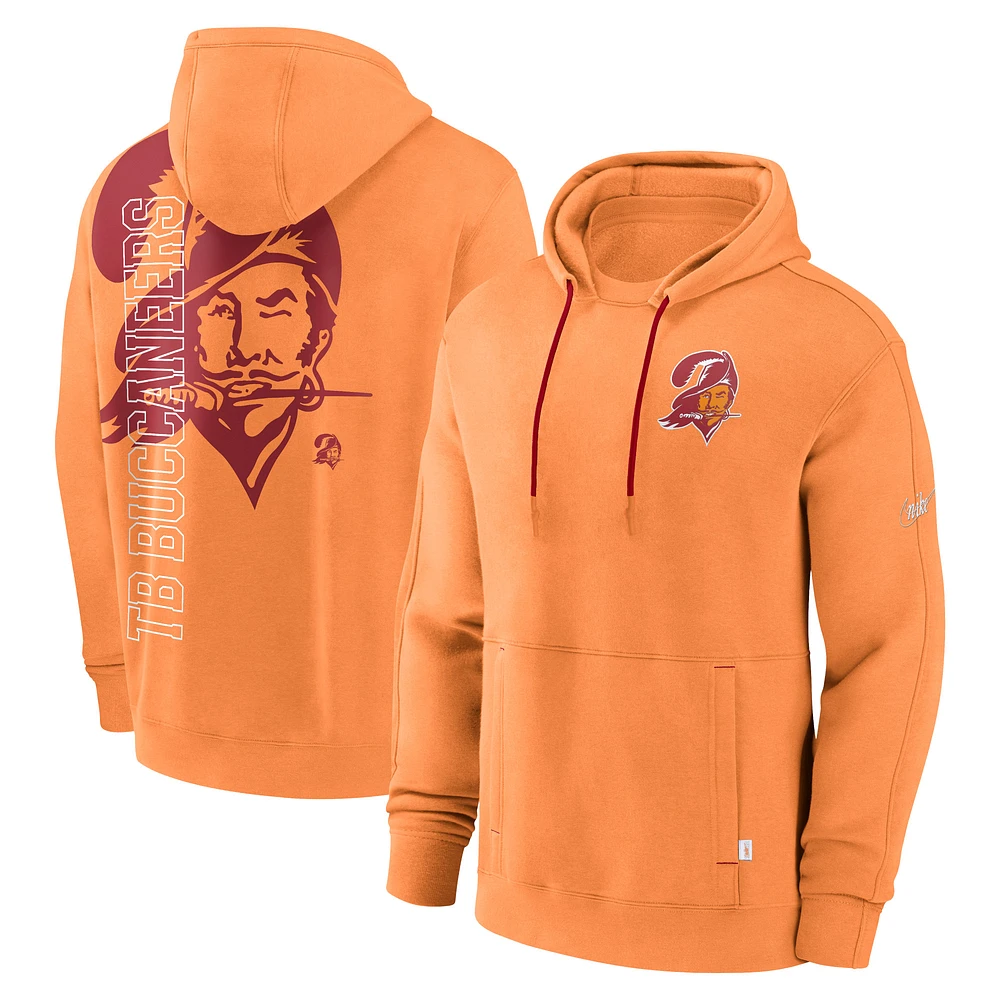 Men's Nike Orange Tampa Bay Buccaneers Throwback Layered Logo Statement Pullover Hoodie