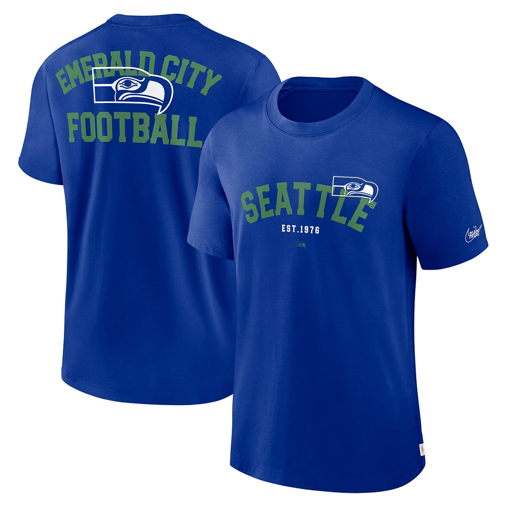 Men's Nike Royal Seattle Seahawks Rewind Slogan T-Shirt