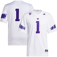 Men's adidas #1 White Washington Huskies Premier Football Jersey