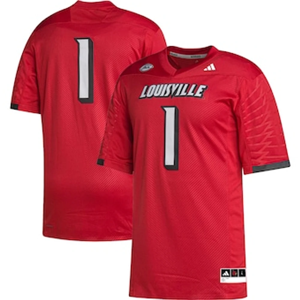 Men's adidas #1 Cardinal Louisville Cardinals Premier Football Jersey