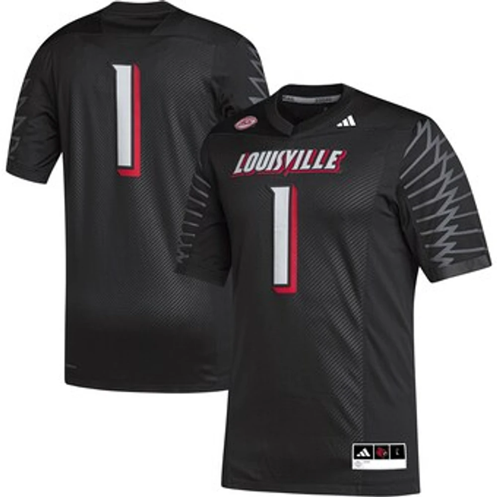 Men's adidas #1 Black Louisville Cardinals Premier Football Jersey