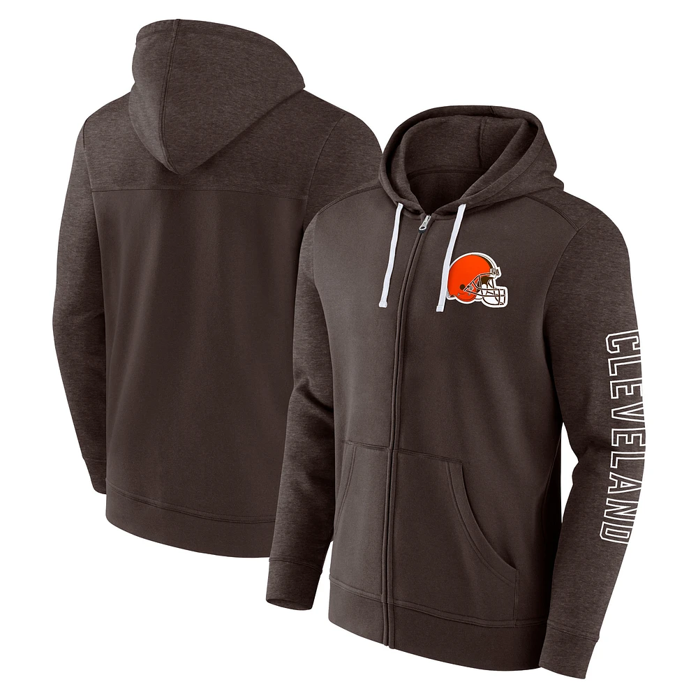 Men's Fanatics Brown Cleveland Browns Offensive Lineup Hoodie Full-Zip Hoodie