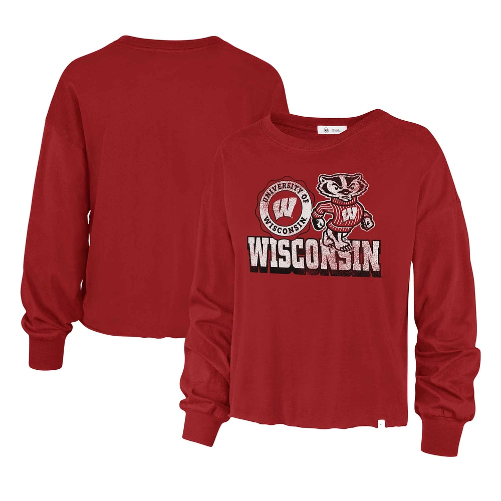 Women's '47 Red Wisconsin Badgers Bottom Line Parkway Long Sleeve High Waist T-Shirt