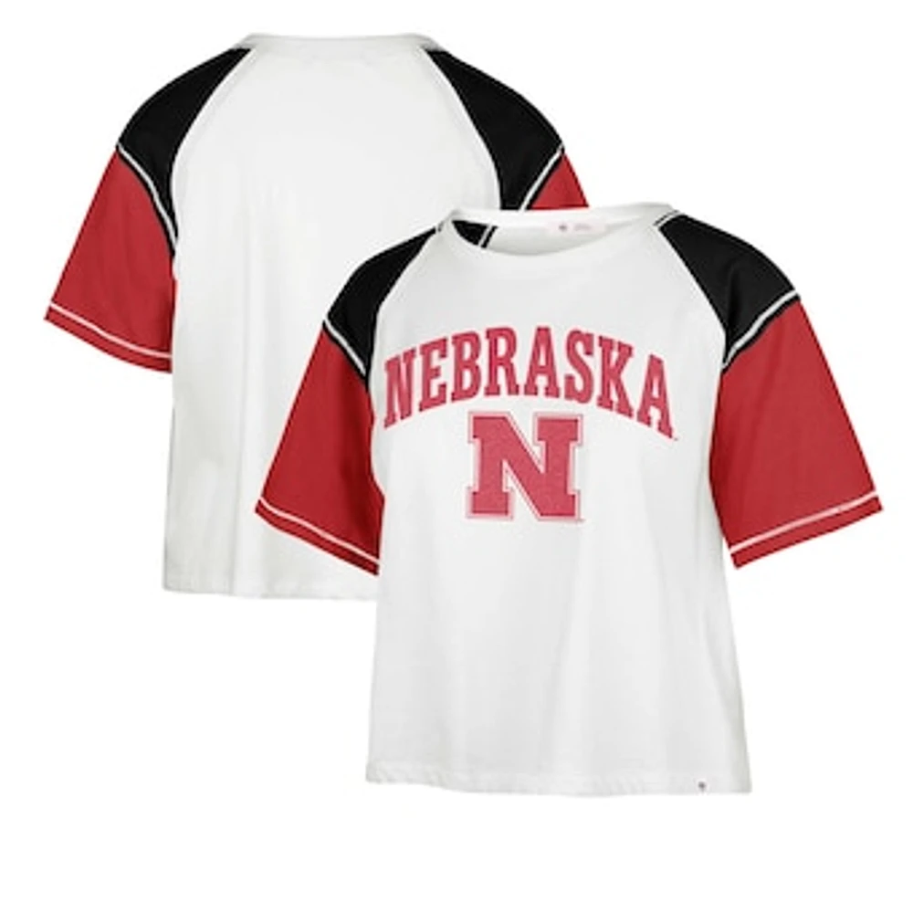 Women's '47 White Nebraska Huskers Serenity Gia Cropped T-Shirt