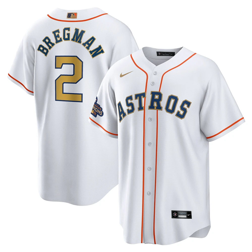 Men's Nike Alex Bregman White/Gold Houston Astros 2023 Gold Collection Replica Player Jersey