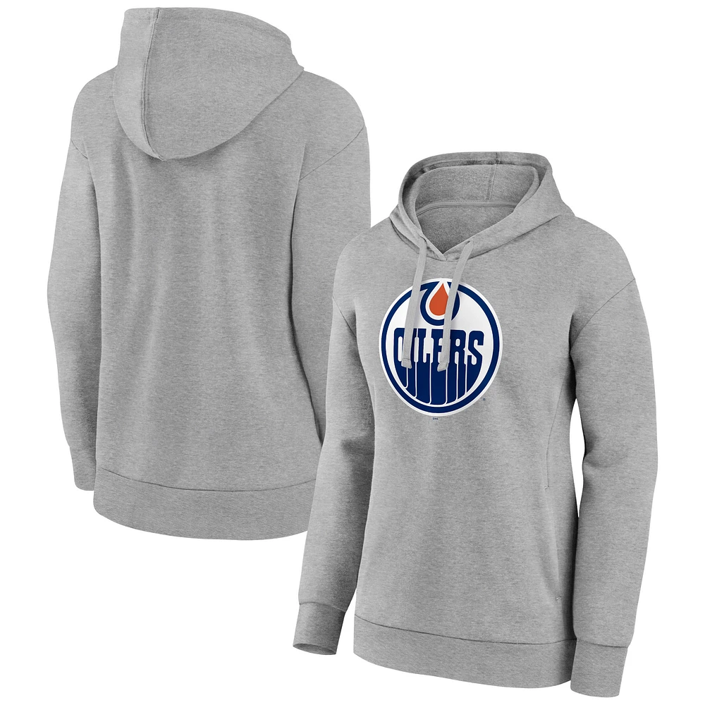 Women's Gray Edmonton Oilers Primary Logo Pullover Hoodie