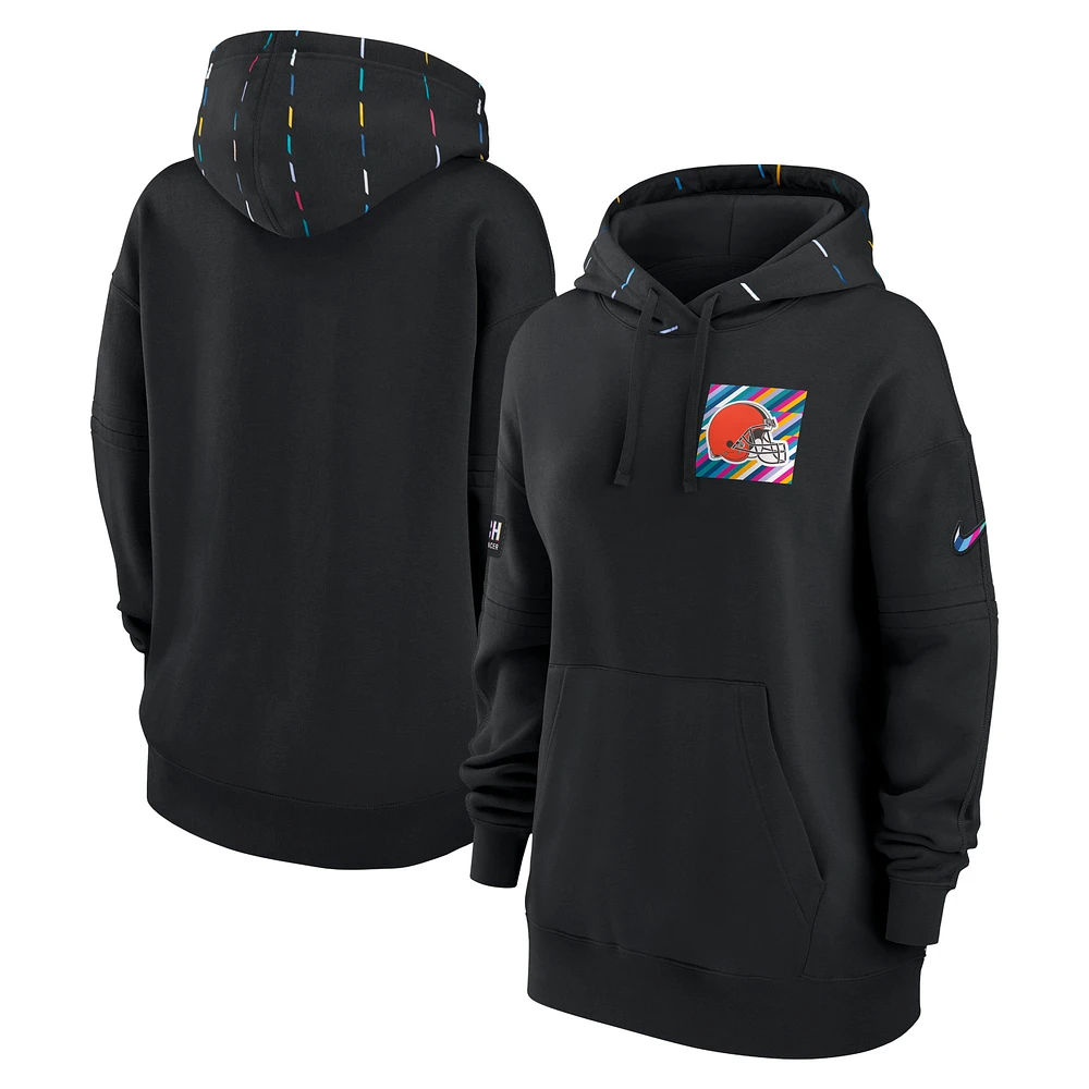 Women's Nike Black Cleveland Browns 2023 NFL Crucial Catch Club Pullover Hoodie