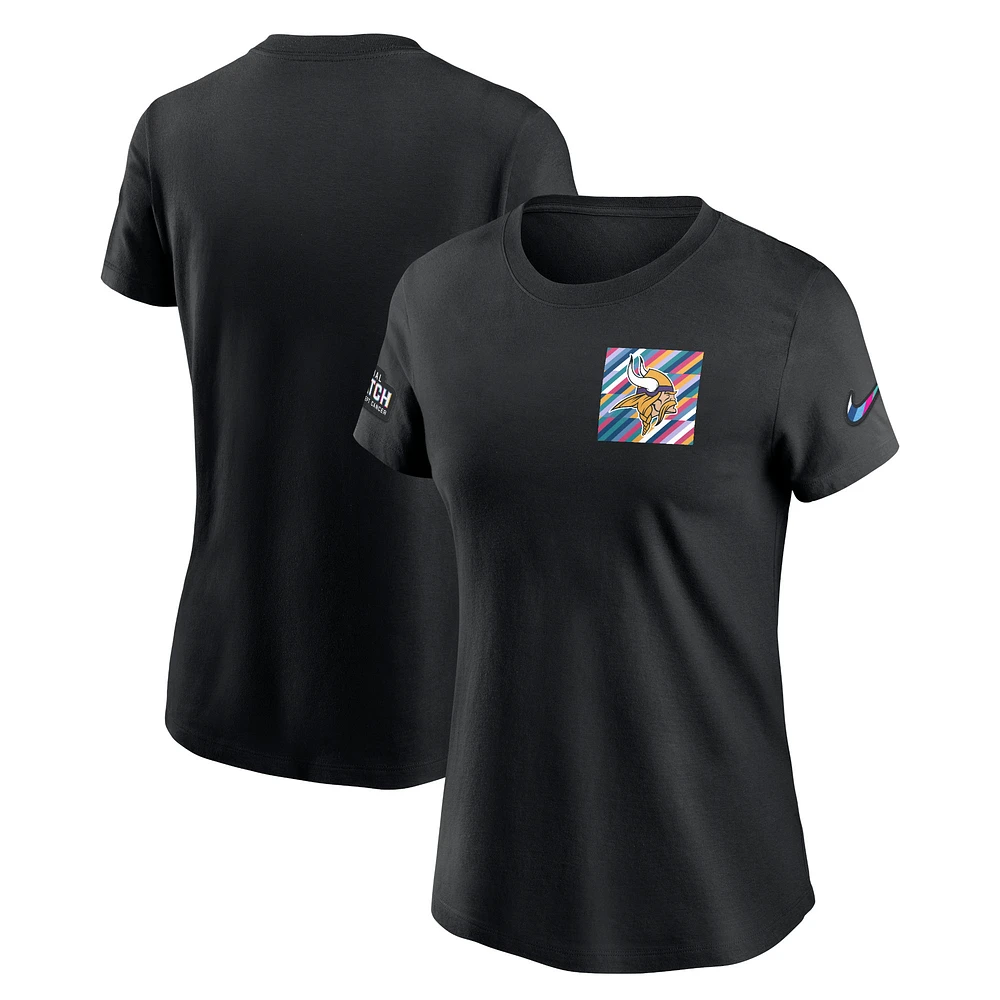 Women's Nike Black Minnesota Vikings Crucial Catch Sideline Tri-Blend T-Shirt
