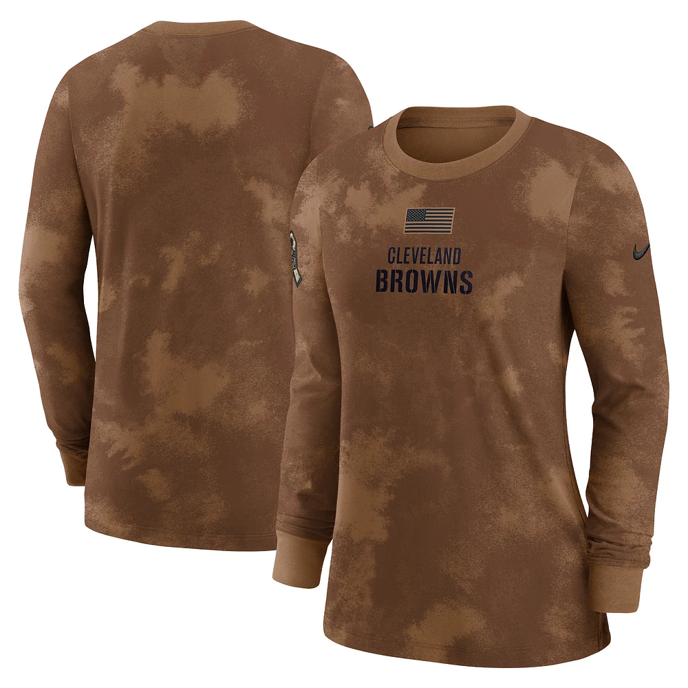 Women's Nike Brown Cleveland Browns Salute To Service Long Sleeve T-Shirt