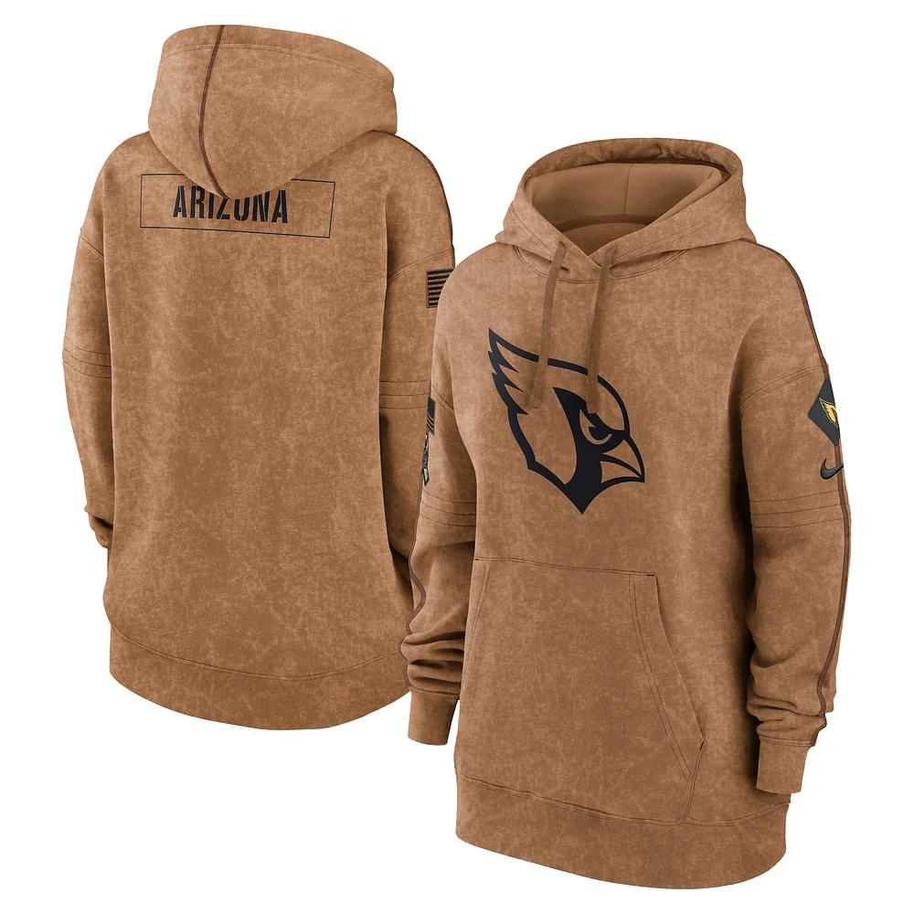 Women's Nike Brown Arizona Cardinals Salute To Service Pullover Hoodie