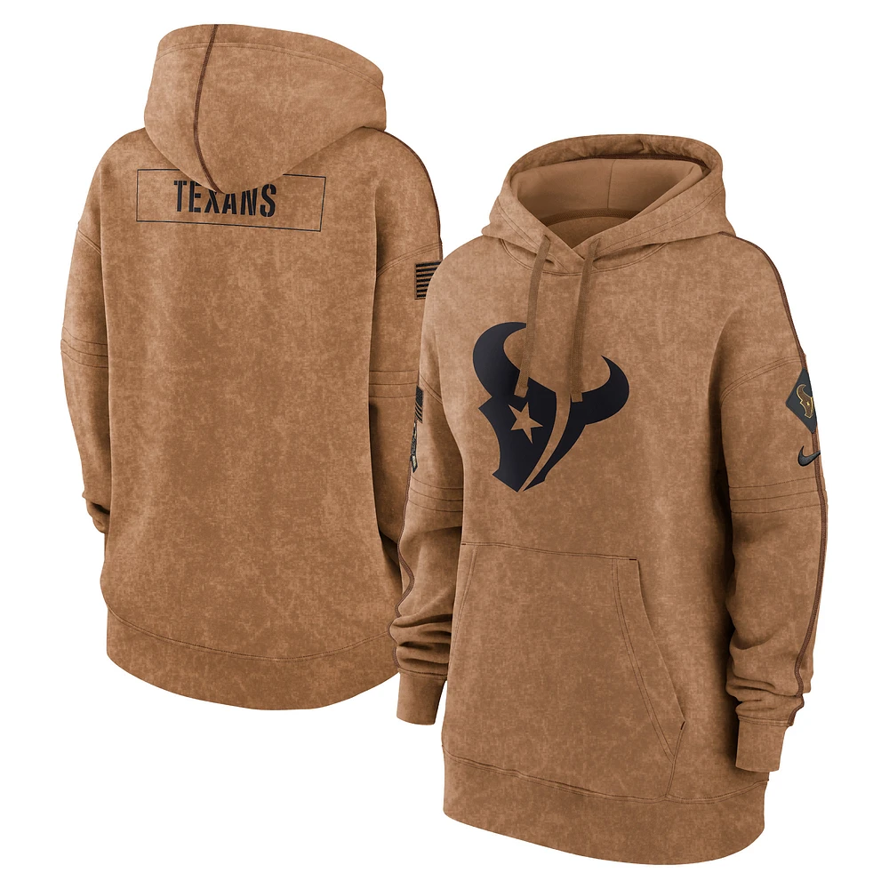 Women's Nike Brown Houston Texans Salute To Service Pullover Hoodie