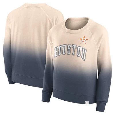 Women's Fanatics Tan/Navy Houston Astros Luxe Lounge Arch Raglan Pullover Sweatshirt