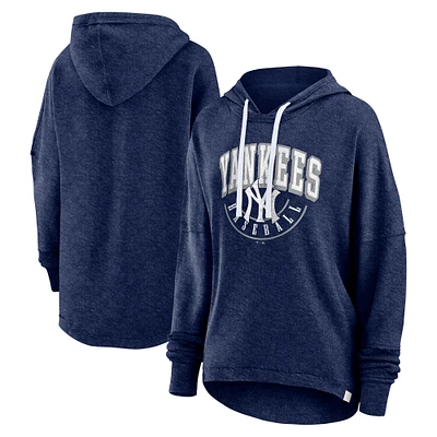 Women's Fanatics Heather Navy New York Yankees Luxe Pullover Hoodie