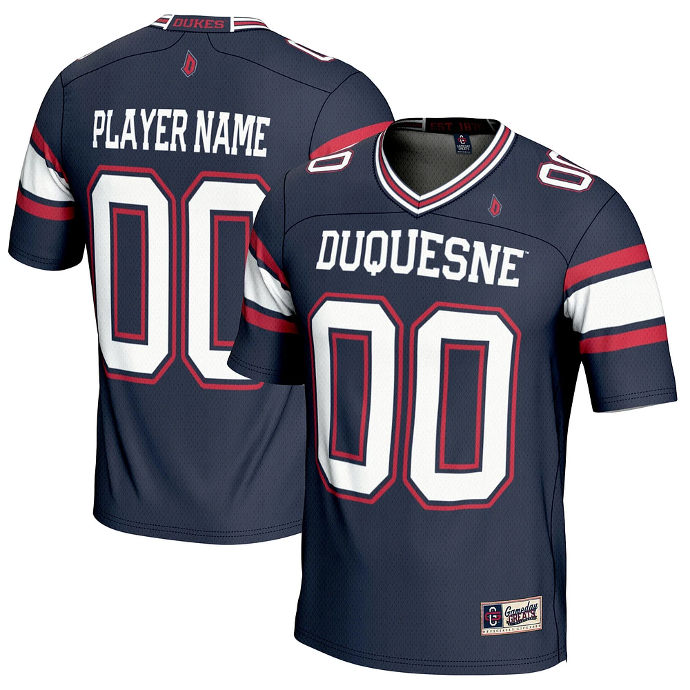 Men's GameDay Greats Navy Duquesne Dukes NIL Pick-A-Player Football Jersey