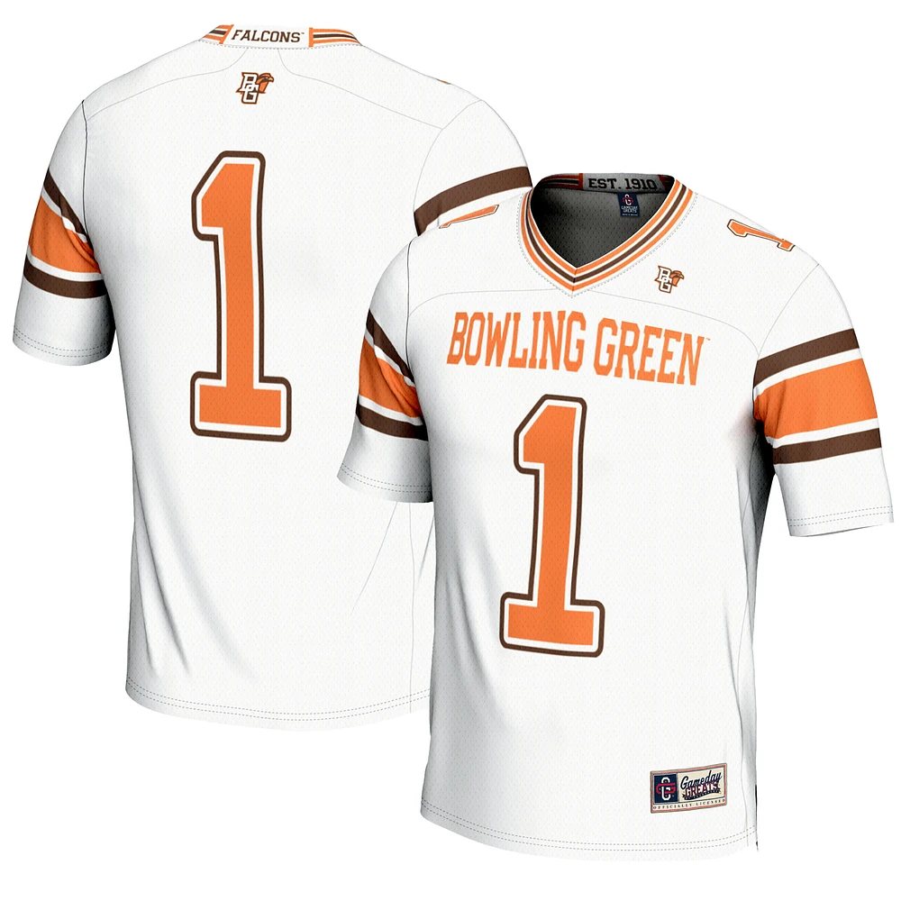 Youth GameDay Greats #1 White Bowling Green St. Falcons Endzone Football Jersey