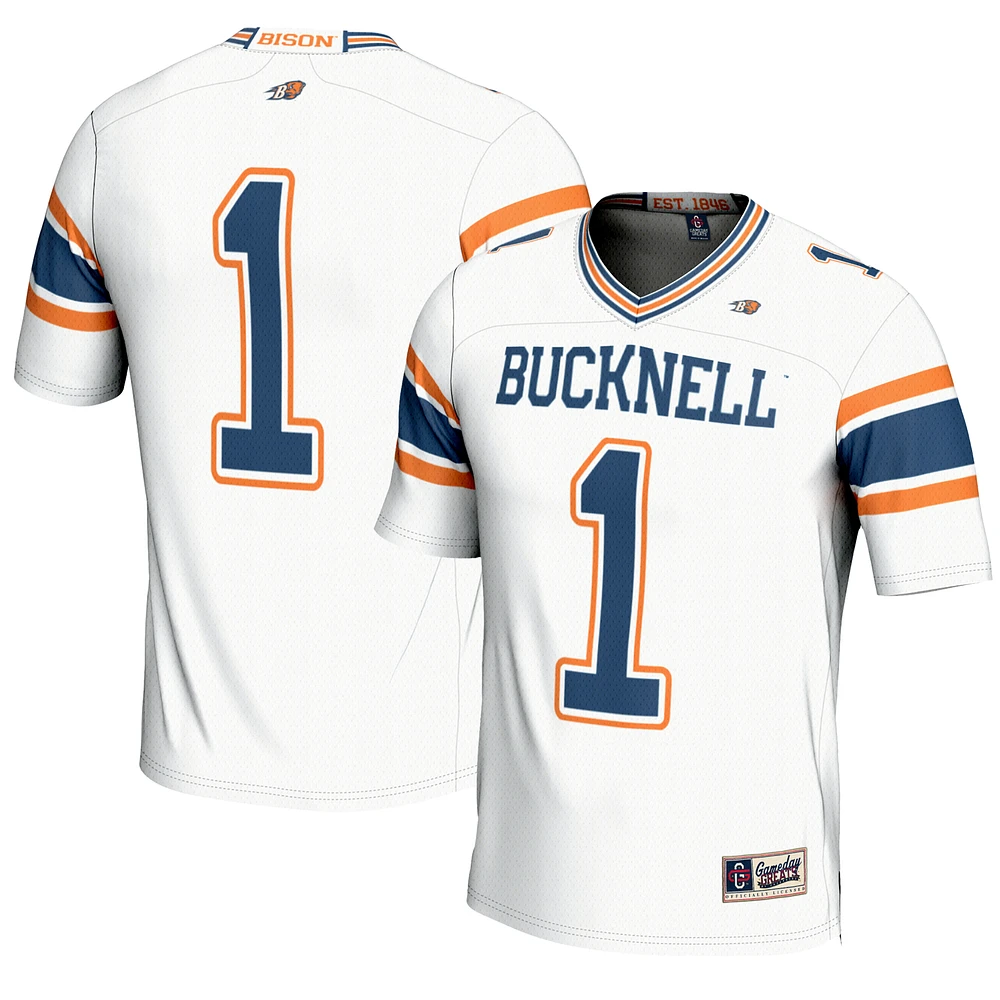 Youth GameDay Greats #1 White Bucknell Bison Endzone Football Jersey