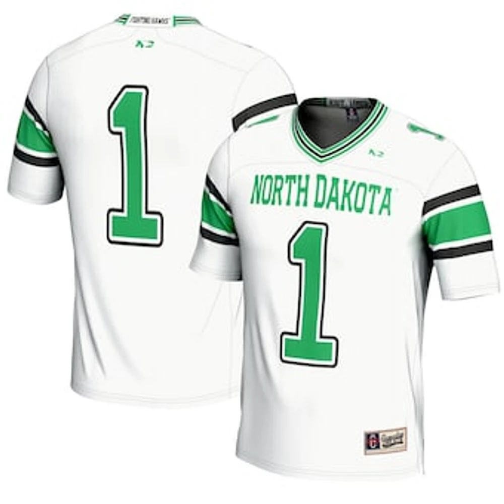 Youth GameDay Greats #1 White North Dakota Endzone Football Jersey