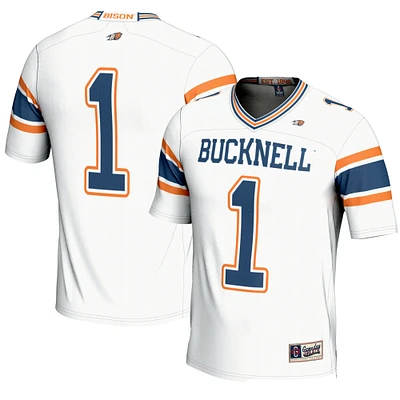 Men's GameDay Greats #1 White Bucknell Bison Endzone Football Jersey