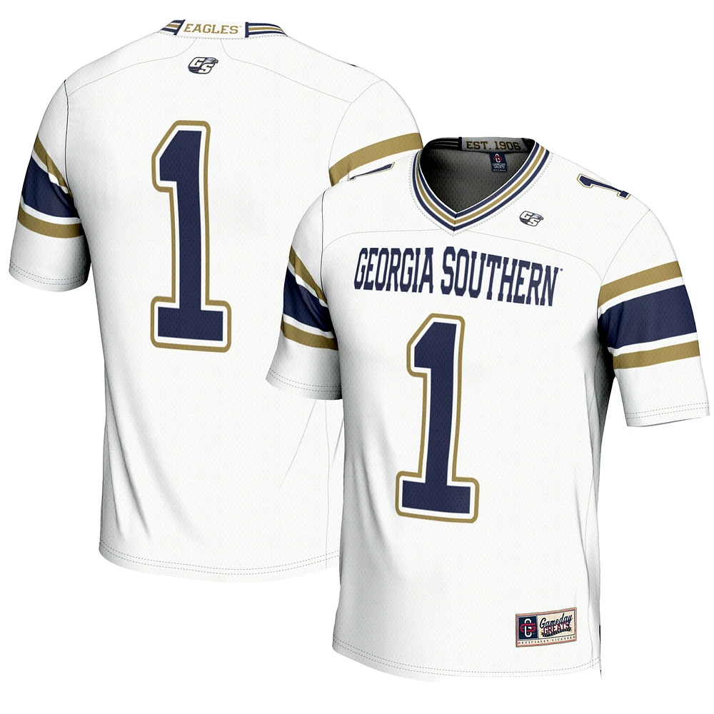 Men's GameDay Greats #1 White Georgia Southern Eagles Endzone Football Jersey