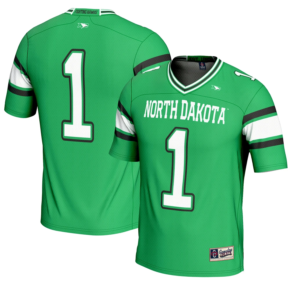 Men's GameDay Greats #1 Kelly Green North Dakota Endzone Football Jersey